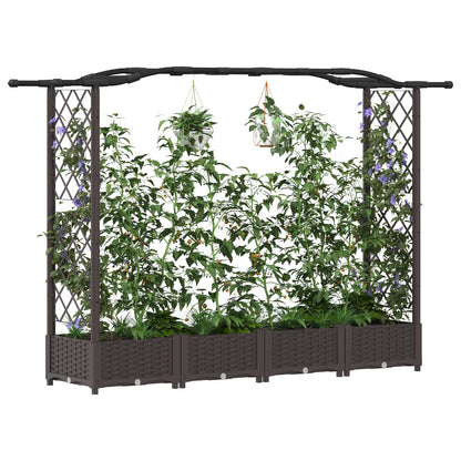 Cama Elevada Con Trellis Y Techo Marrón 207 X 40 X 123 Cm Pp_2