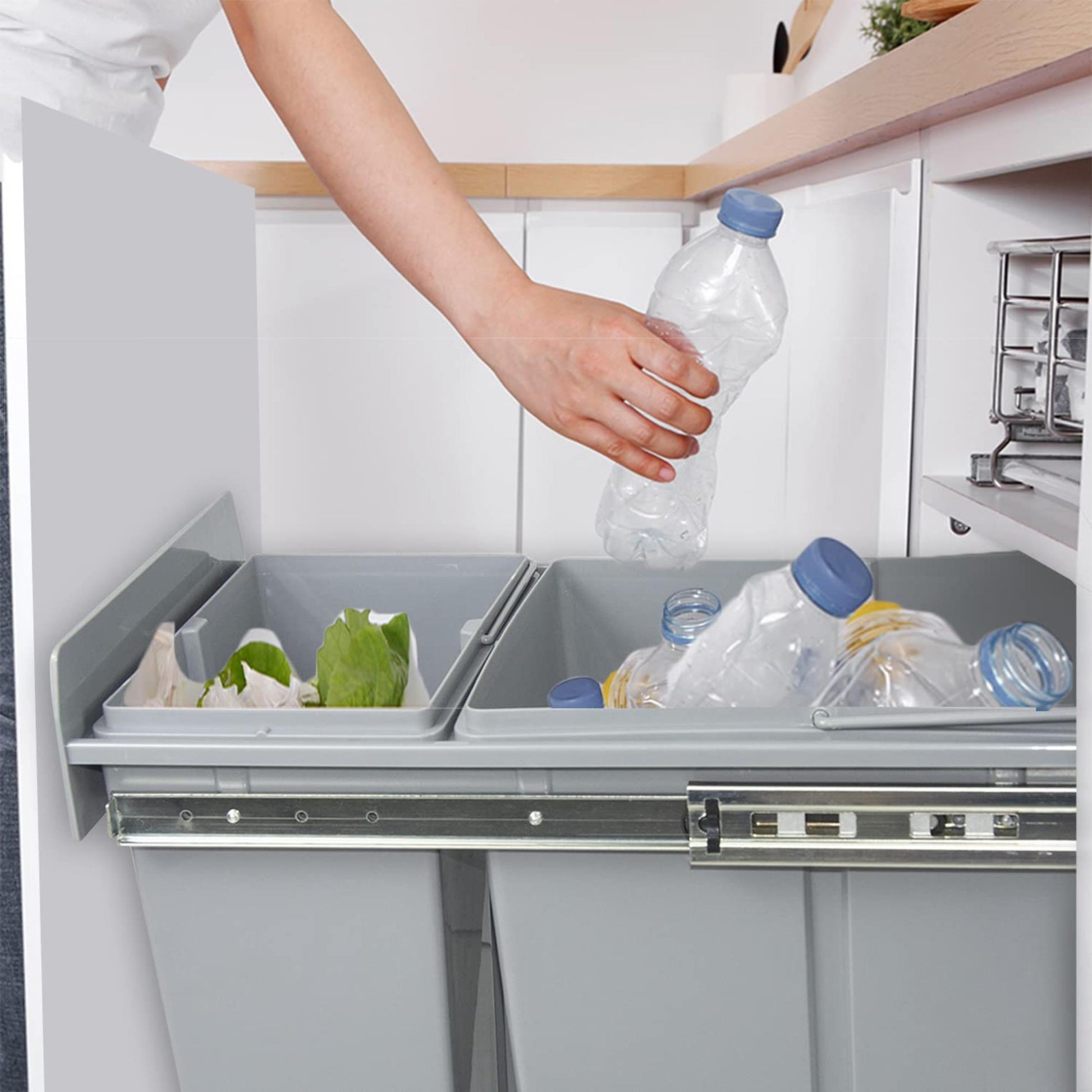 Cubo De Reciclaje 8l+5l Bajo Fregadero, Extracción Manual Y Tapa_3