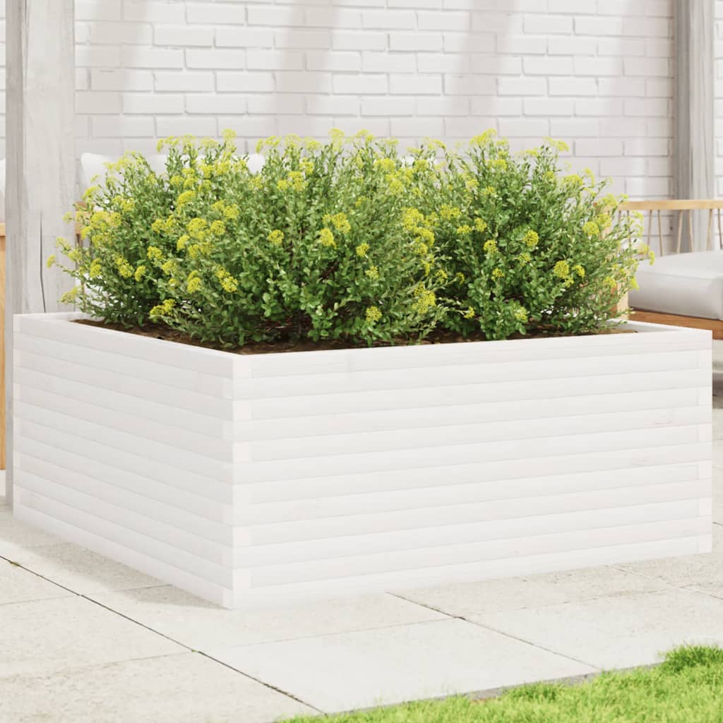 Jardinera Madera Maciza De Pino Blanco 110x110x46 Cm_1