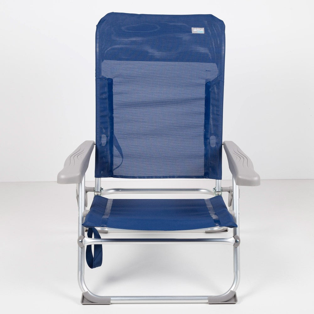Silla De Playa Baja Multiposición Plegado Slim Azul Aktive_4