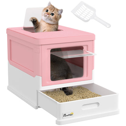 Pawhut Caja Arena Plegable Para Gatos Con Cubierta Desmontable 47,5x35,5x36,7 Cm_0