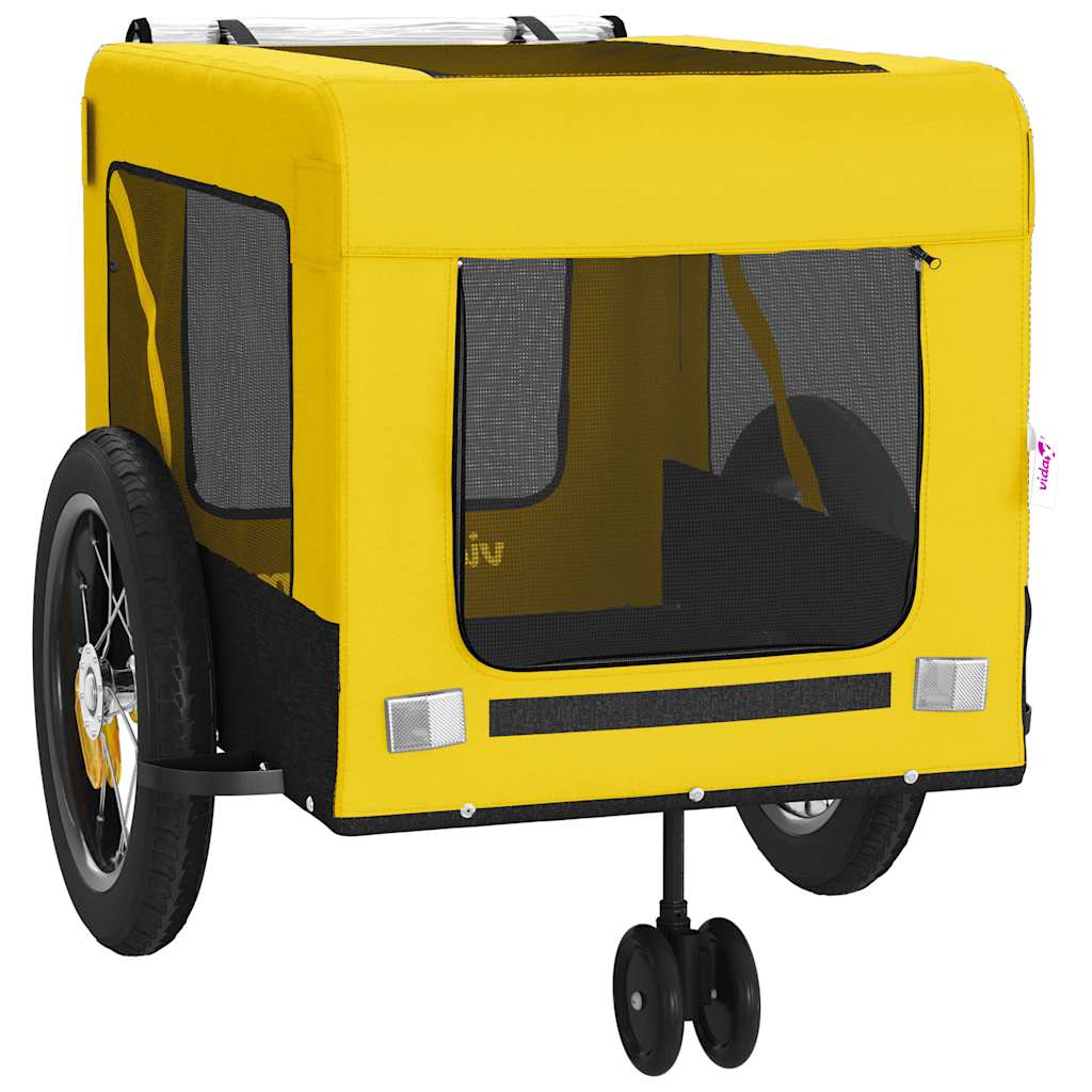 Remolque Bicicleta Mascotas Hierro Tela Oxford Amarillo Negro_5