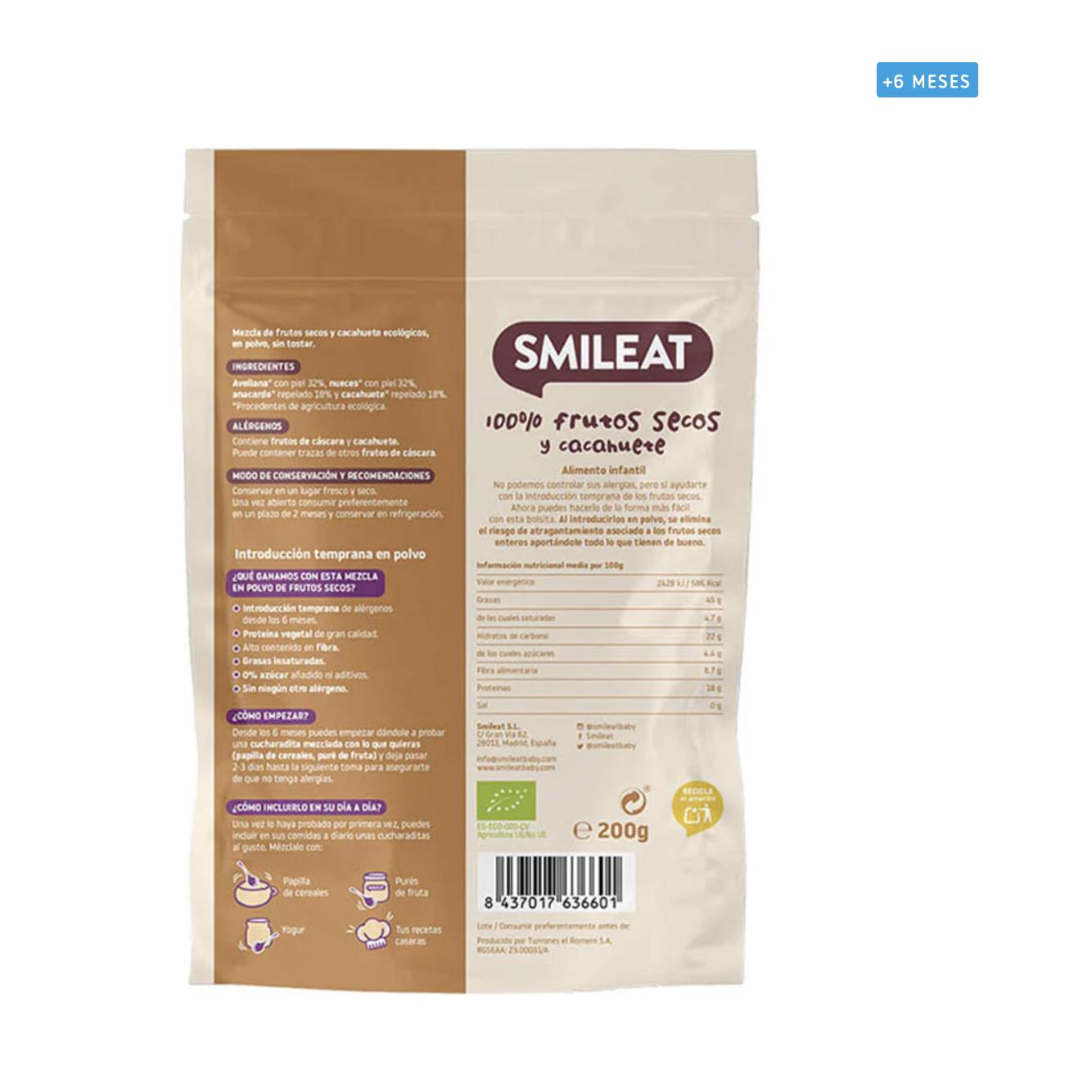 Smileat Mix de Nozes e Amendoins Biológicos 200g, Pó para Introdução Precoce