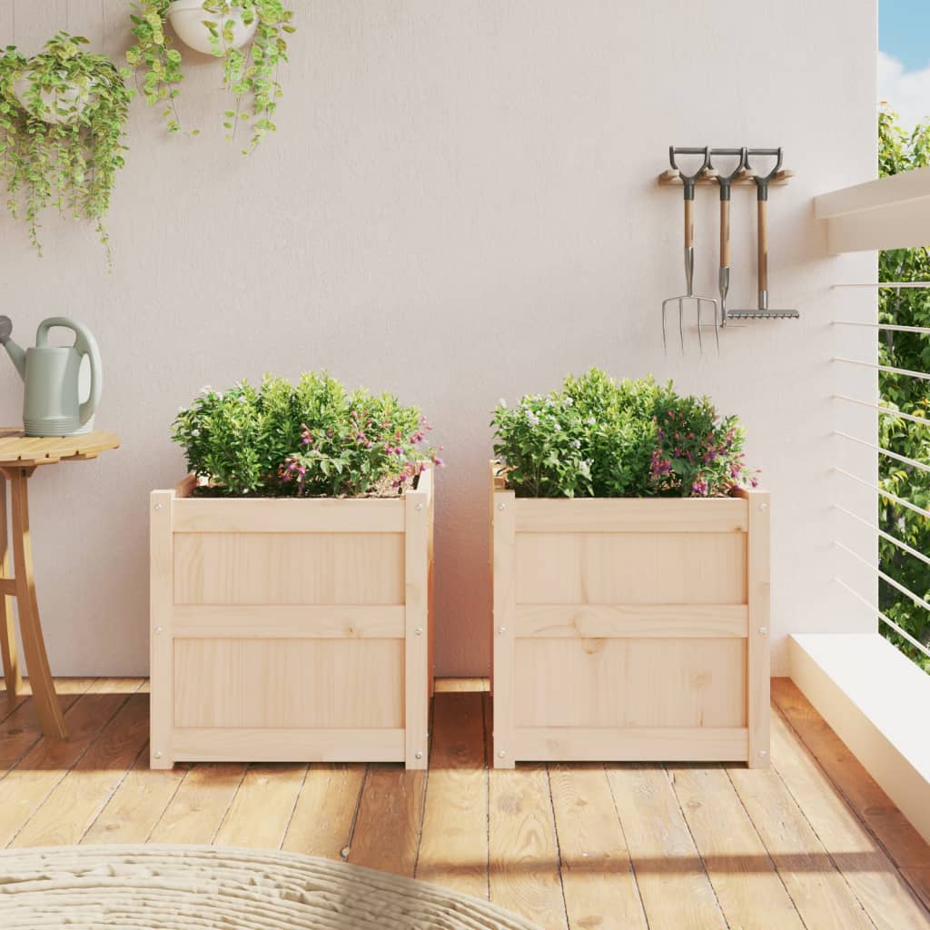 Jardineras De Exterior 2 Unidades Madera Maciza De Pino_2