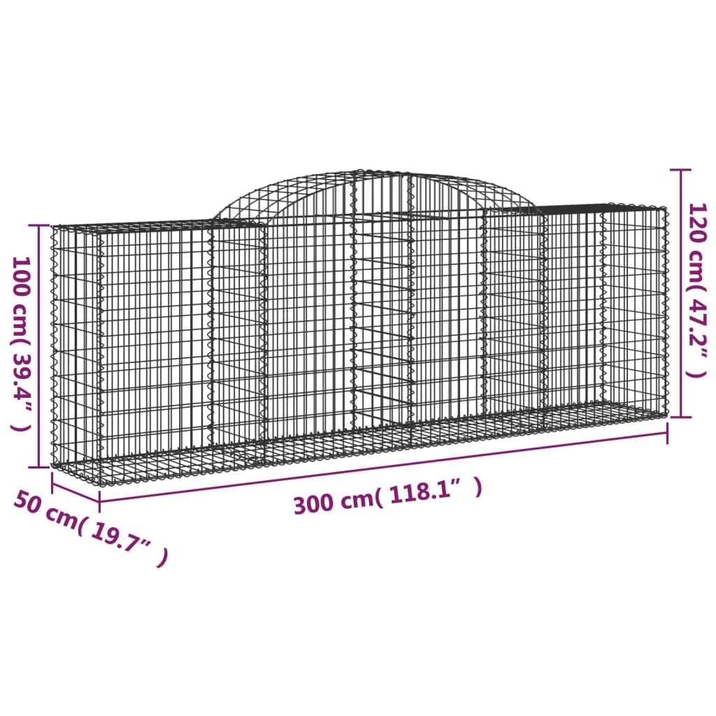 Cestas De Gaviones 13 Uds Forma De Arco Hierro 300x50x100/120cm_5