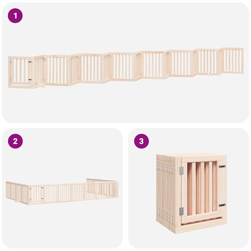 Vidaxl Puerta Para Perros Plegable 15 Paneles Madera De Álamo 750 Cm_3