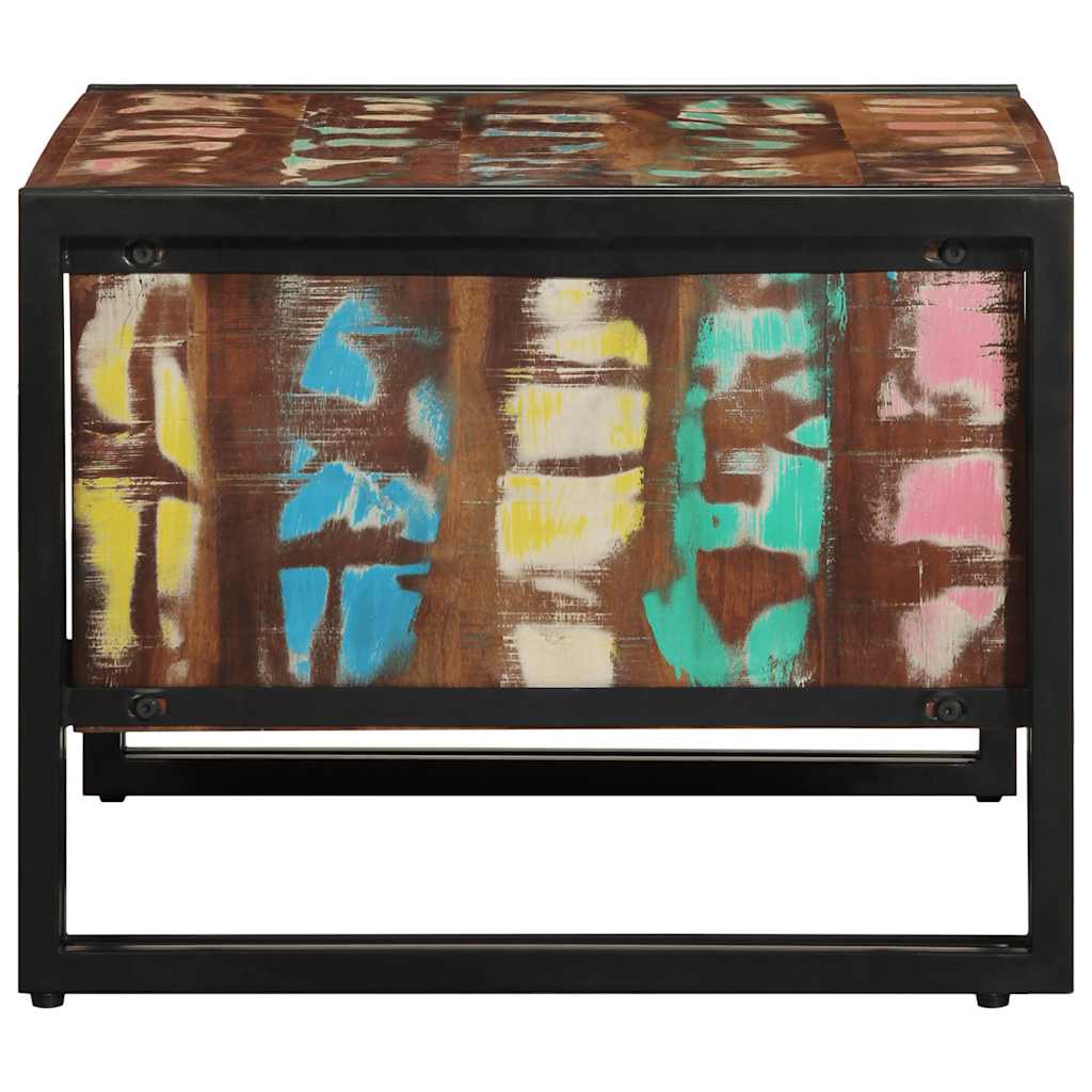 Mesa De Centro Multicolor 70x50x38 Cm Madera Maciza Reciclada_3
