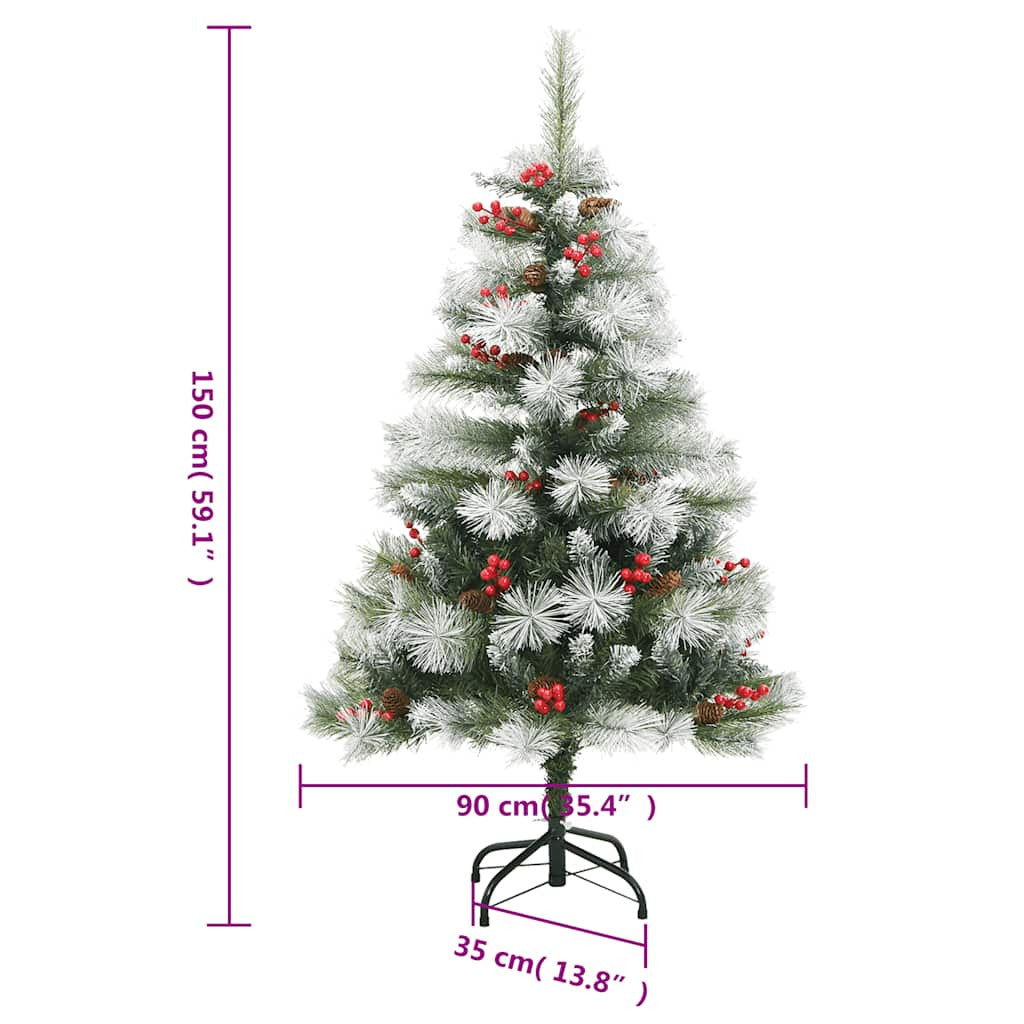Vidaxl Árbol De Navidad Artificial Con Bisagras 150 Led Y Bolas 150 Cm_2