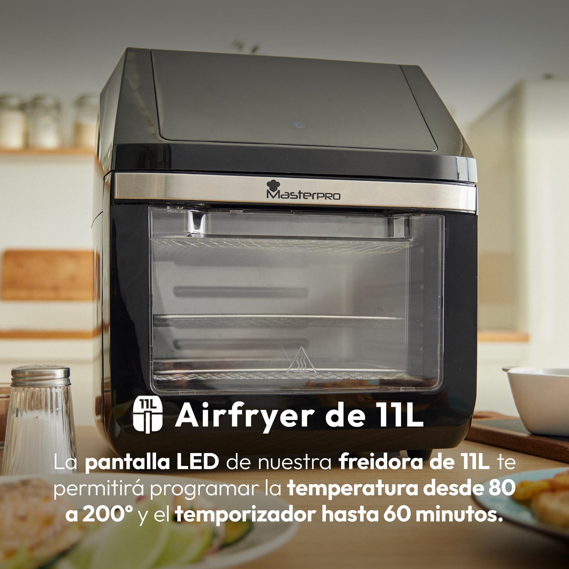 Freidora De Aire 11l Masterpro Rocket 1100 Con 10 Programas, Mini Horno Y Cesta Grill_1