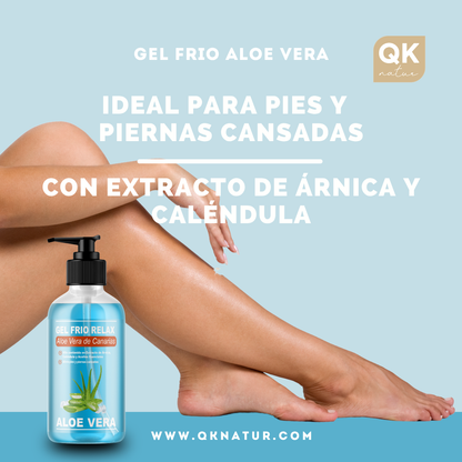 QKnatur - Gel Frio Aloe Vera De Canarias Bio - Extracto De Arnica Y Calendula. Alivia Las Piernas Cansadas 250 Ml_1