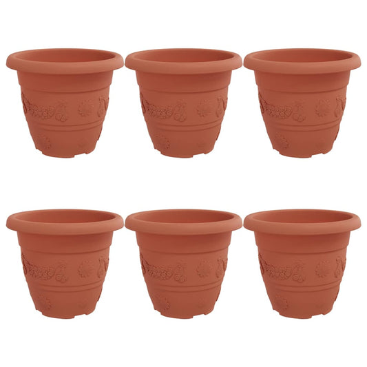 Maceta Redonda Para Flores 6 Pcs Rojo Ladrillo Ø 22 X 18 Cm_0