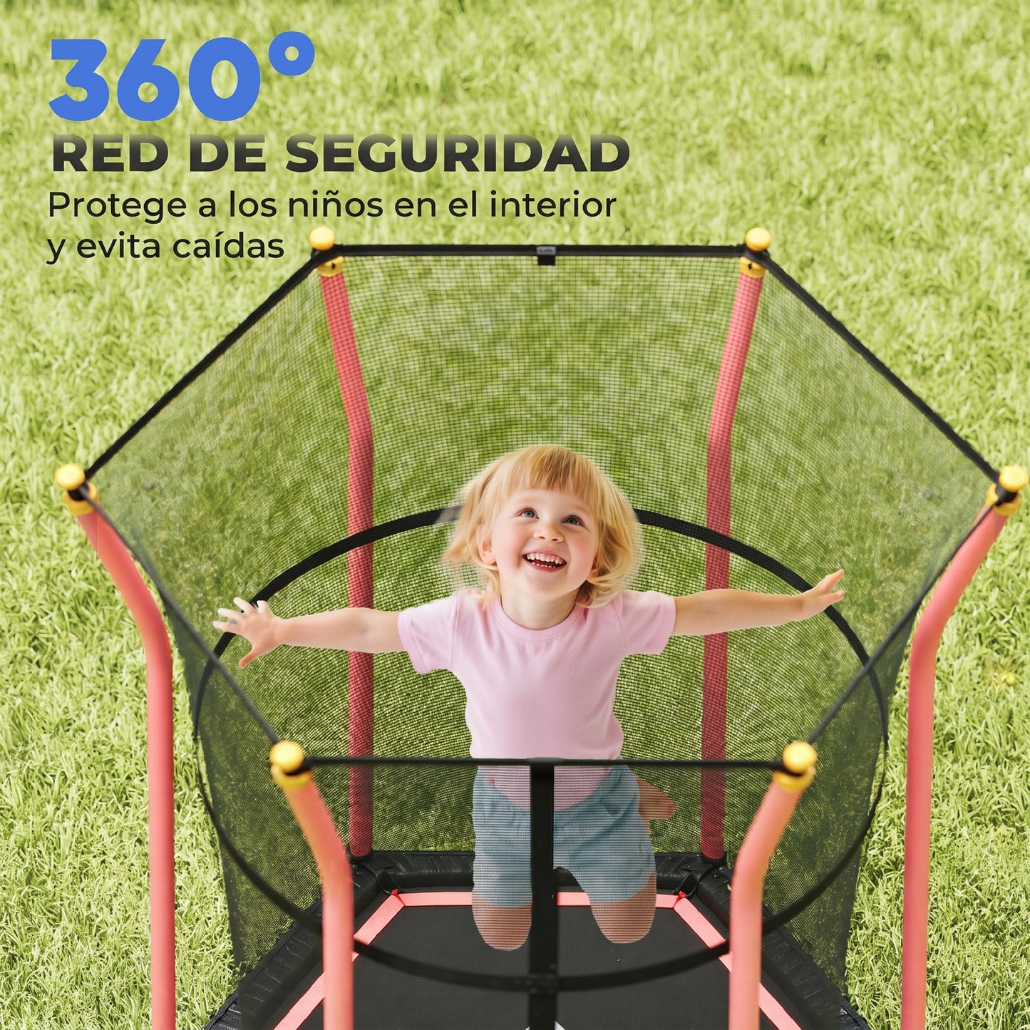 Homcom Cama Elástica Infantil De Jardín 122x111x190 Cm Carga 50 Kg Negro Y Rojo_5