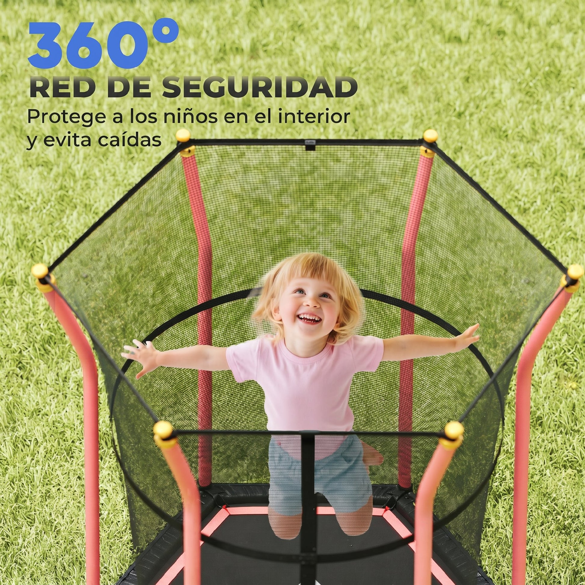 Homcom Cama Elástica Infantil De Jardín 122x111x190 Cm Carga 50 Kg Negro Y Rojo_5