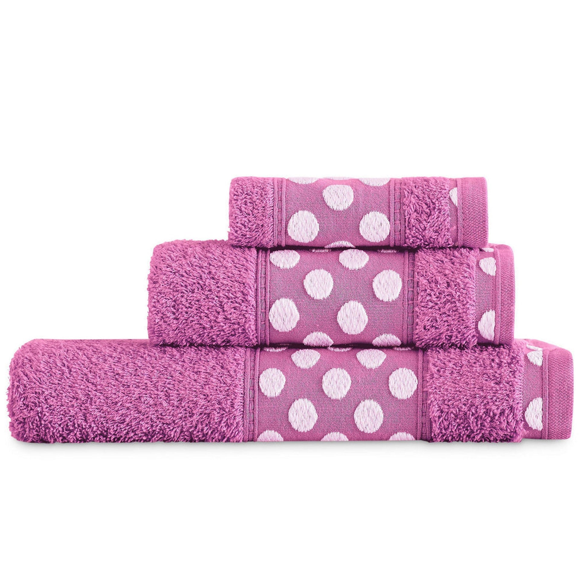 Juego De 3 Toallas De Baño De Algodón De Rizo 450 Gr/m2, De 50x30; 100x50; 150x100 Cm., Color Fucsia_0