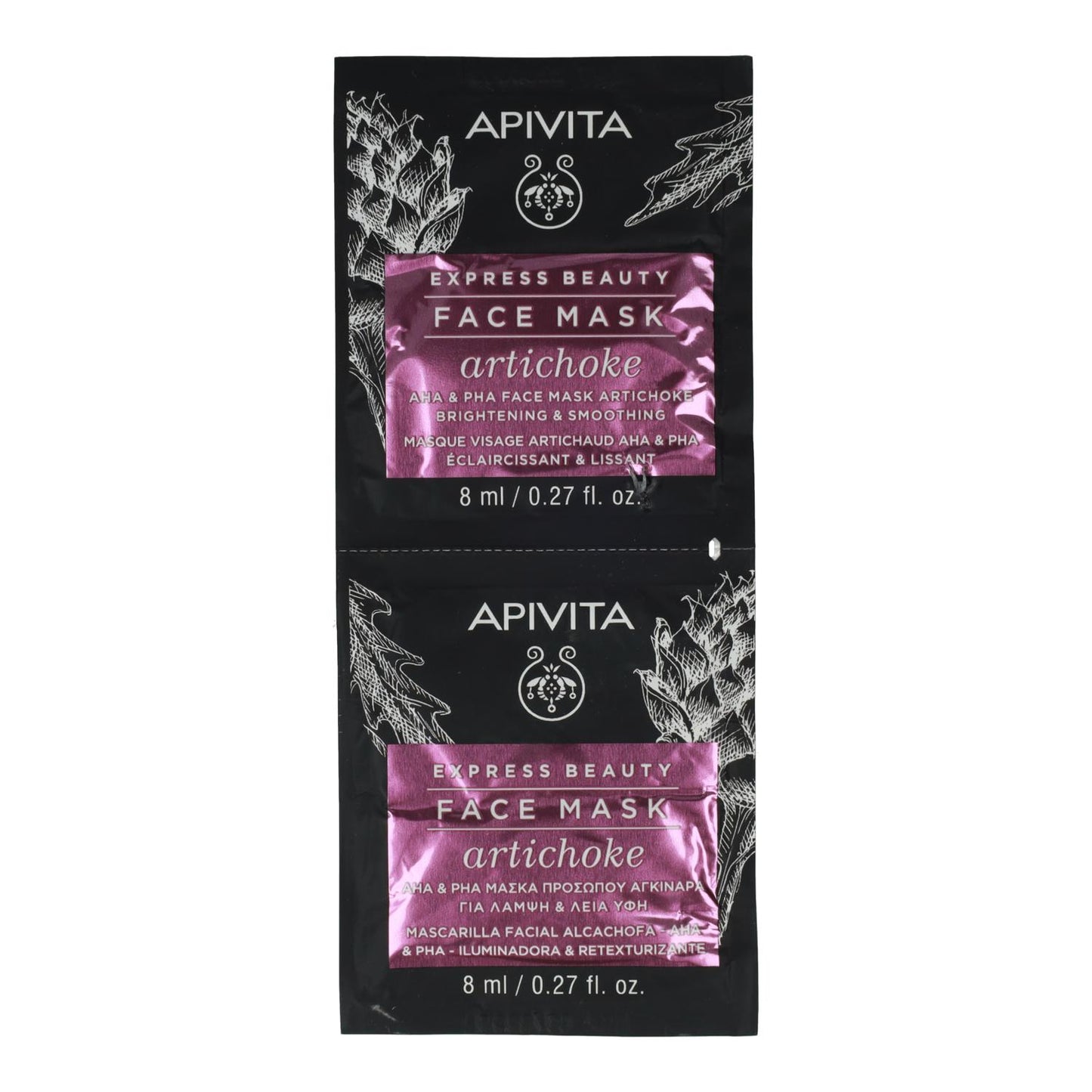Máscara Iluminadora e Retexturizante de Alcachofra Apivita 2x8 ml Express Beauty