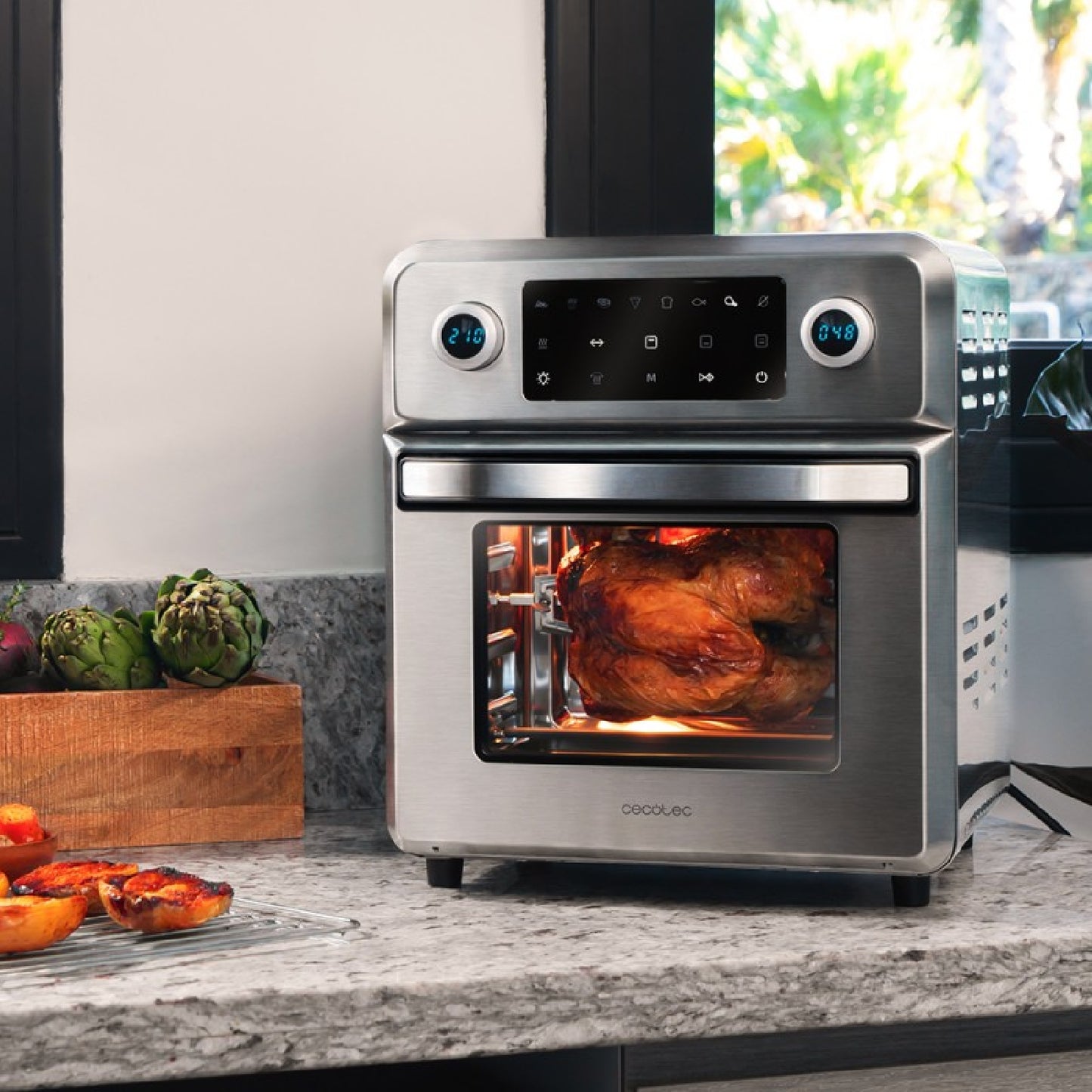 Cecotec Horno De Aire Caliente Bake&fry 1400 Touch Steel. 1700 W Capacidad 14 Litros Convección Pantalla Táctil 9 Funcio_3