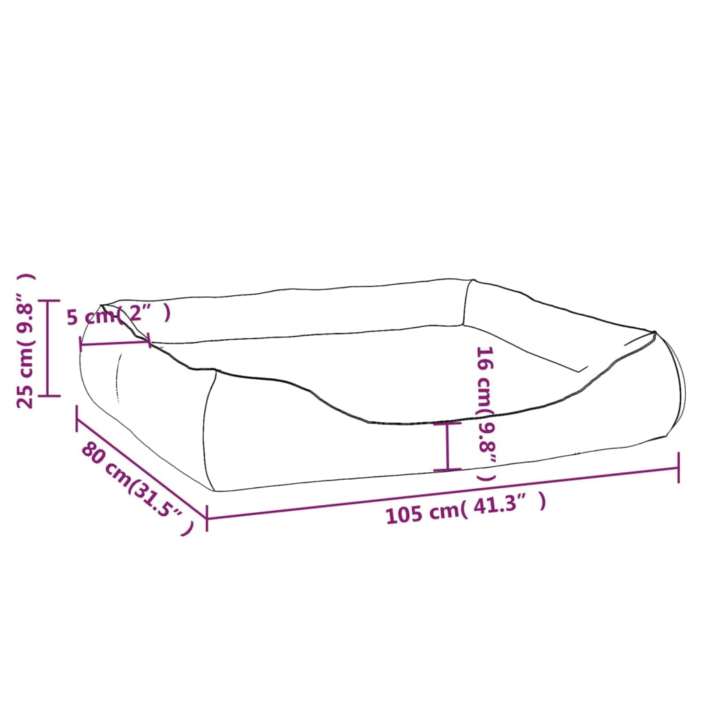 Vidaxl Cama Para Perros De Cuero Sintético Negro Y Marrón 105x80x25 Cm_2