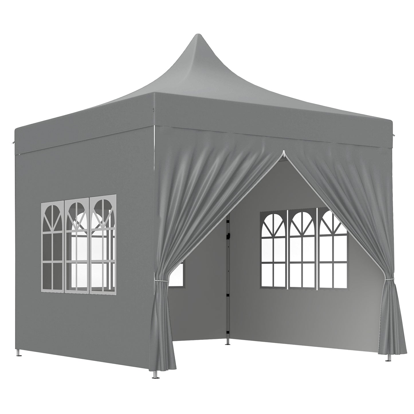 Outsunny Carpa Plegable Pop-up 3x3 M Con 4 Paredes Laterales Anti-uv Gris_1