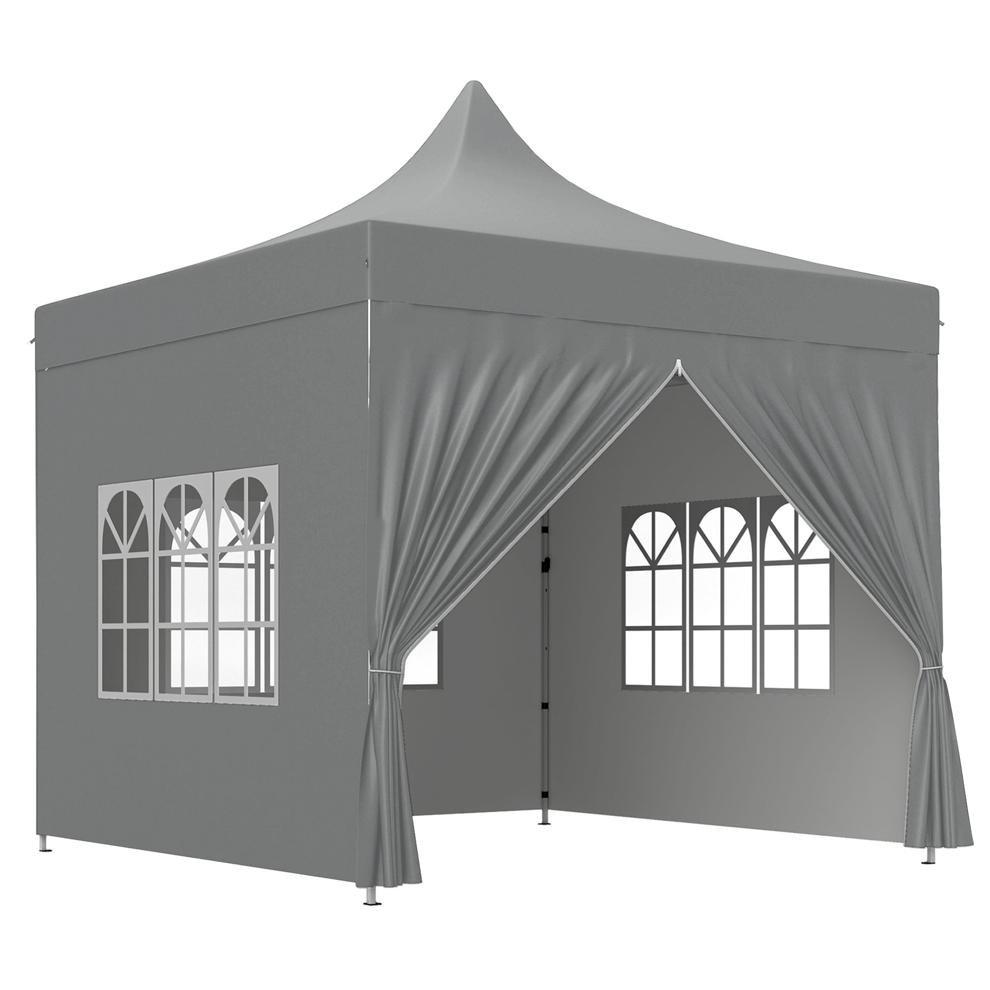 Outsunny Carpa Plegable Pop-up 3x3 M Con 4 Paredes Laterales Anti-uv Gris_1