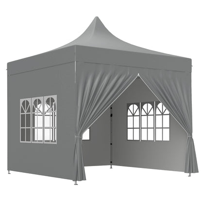 Outsunny Carpa Plegable Pop-up 3x3 M Con 4 Paredes Laterales Anti-uv Gris_1