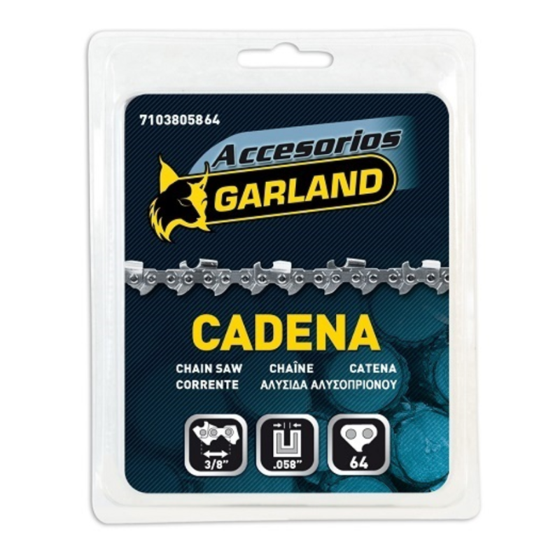 Garland - 7103805864 Accesorio Para Motosierras - Cadena Cortada De 64 Eslabones Con Paso De 3/8 Y Espesor De 0.058 (1,5 Mm.)_0