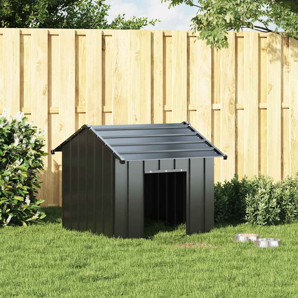 Caseta Para Perros Con Techo Acero Galvanizado 85x107x81 Cm_0