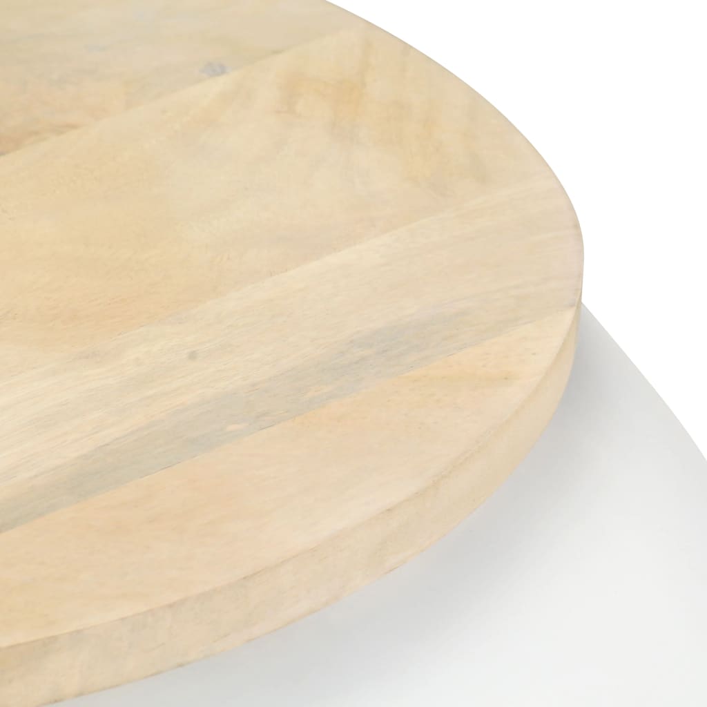 Mesa De Centro De Madera Maciza De Mango Blanca 68x68x30 Cm_1