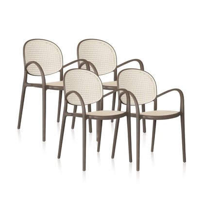 Pack 4 Sillas De Exterior Klux Arm Apilables, Polipropileno, Taupé, 56 X 85 X 48_1