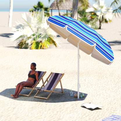 Outsunny Sombrilla De Playa Grande Ø180 Cm Con Ángulo Ajustable Protección Uv50+_4