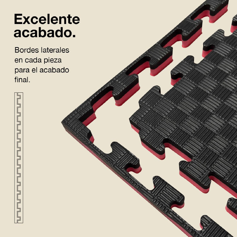 Jowy Tatami Puzzle 4cm 100x100cm – Superficie 5 Líneas Negro/rojo_2
