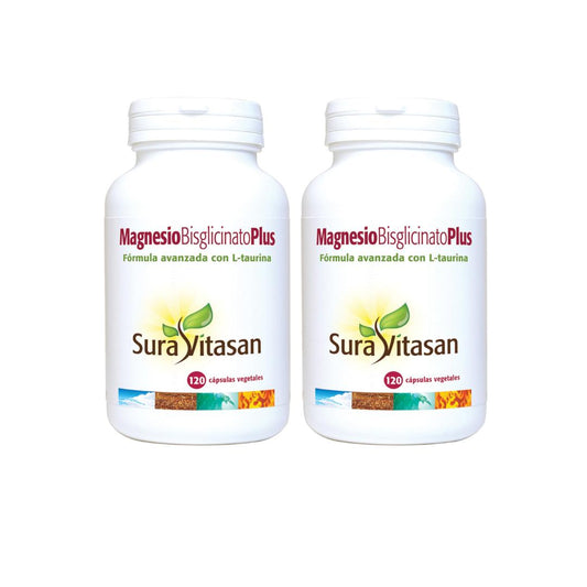 Embalagem 2x Magnésio Bisglicinato Plus 120 cápsulas Sura Vitasan