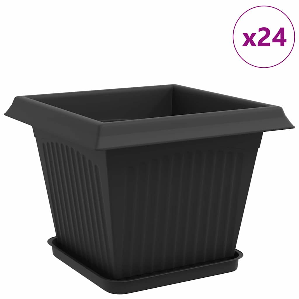 Macetas 24 Uds. Negro Plástico_0