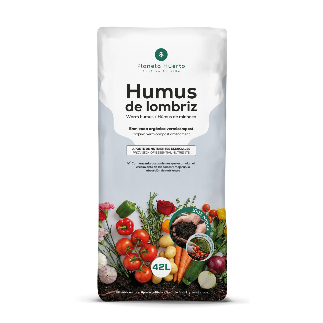 Pack 2x Humus de Lombriz 100% Natural Planeta Huerto 42 L