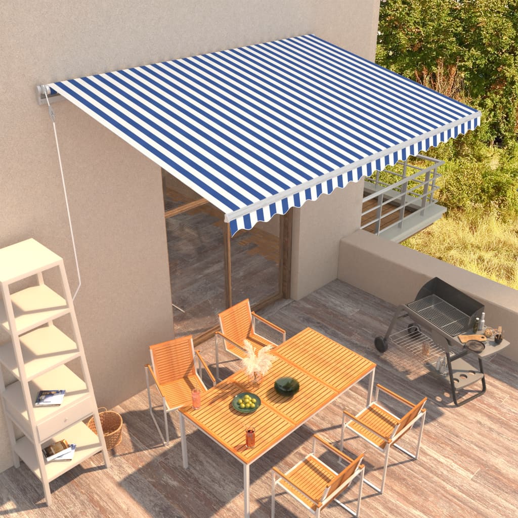 Vidaxl Toldo Automático Retráctil Azul Y Blanco 450x300 Cm_1