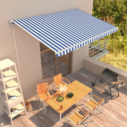 Vidaxl Toldo Automático Retráctil Azul Y Blanco 450x300 Cm_1