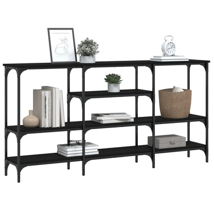Mesa Consola Madera De Ingeniería Negra 160x29x80 Cm_2
