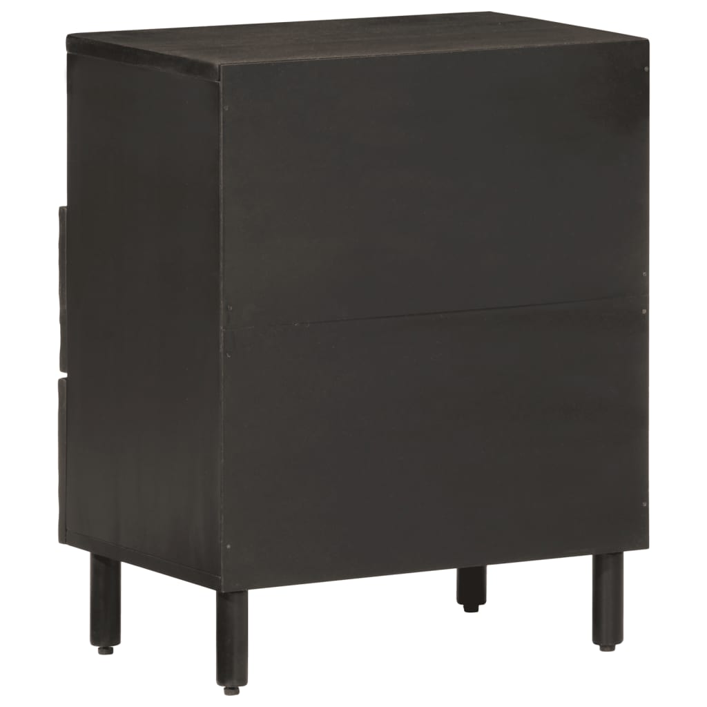 Mesita De Noche Madera Maciza De Mango Negra 50x33x60 Cm_3