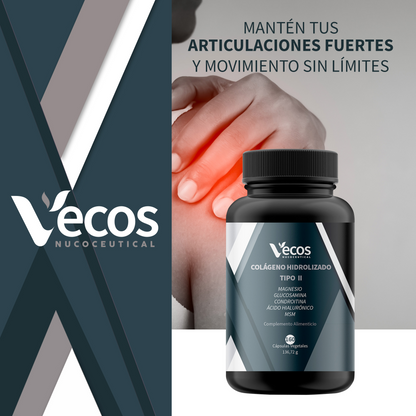 Colágeno Tipo II VECOS (160 cápsulas) | Dolor, Rigidez y Movilidad de Articulaciones | Glucosamina, Condroitina, MSM_1