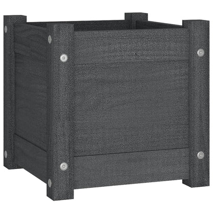 Jardineras 2 Uds Madera Maciza De Pino Gris 31x31x31 Cm_3