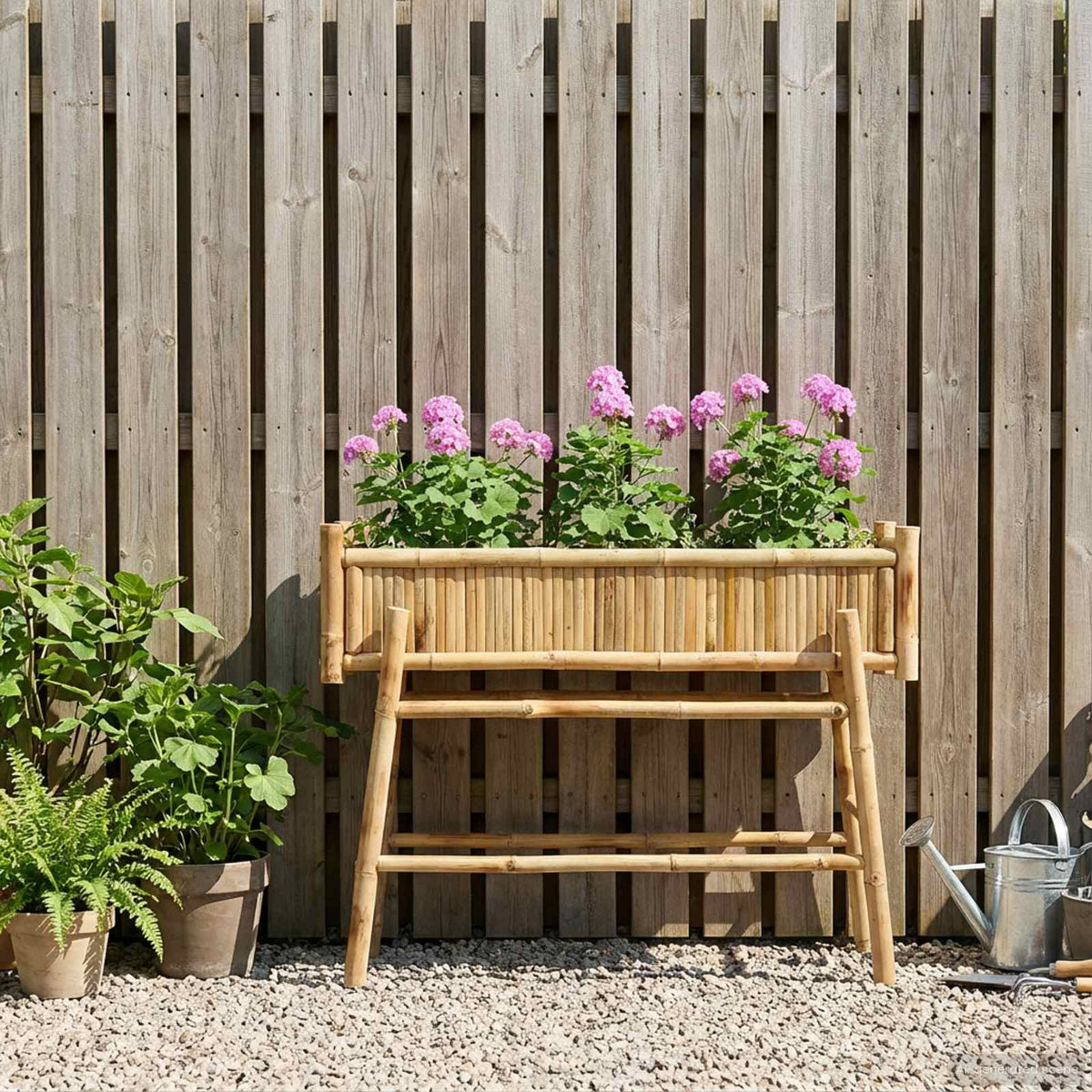 Jardín Macetero Con Soporte Natural 100 X 38 X 74 Cm Bambú_2