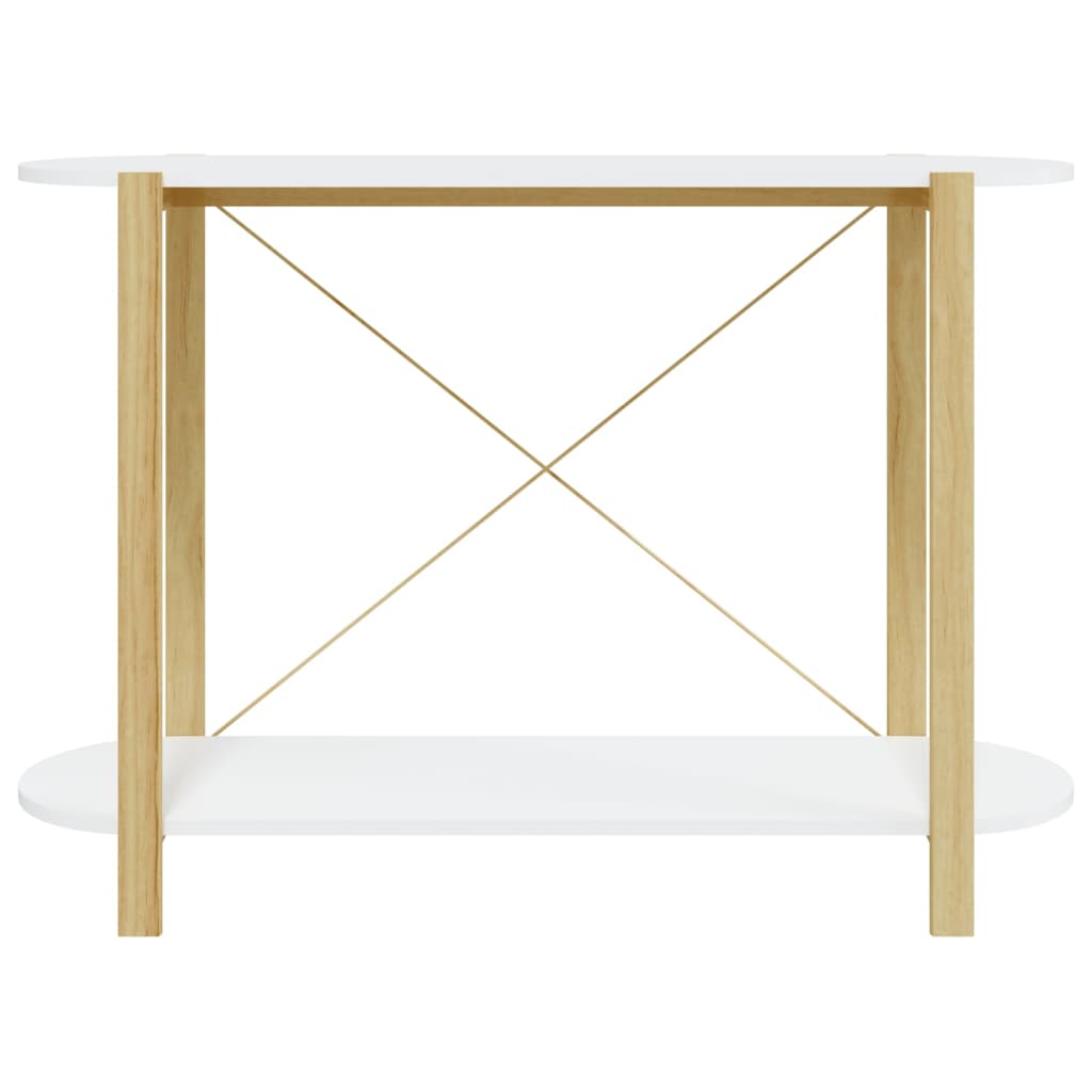 Mesa Consola De Madera Contrachapada Blanco 110x38x75 Cm_3