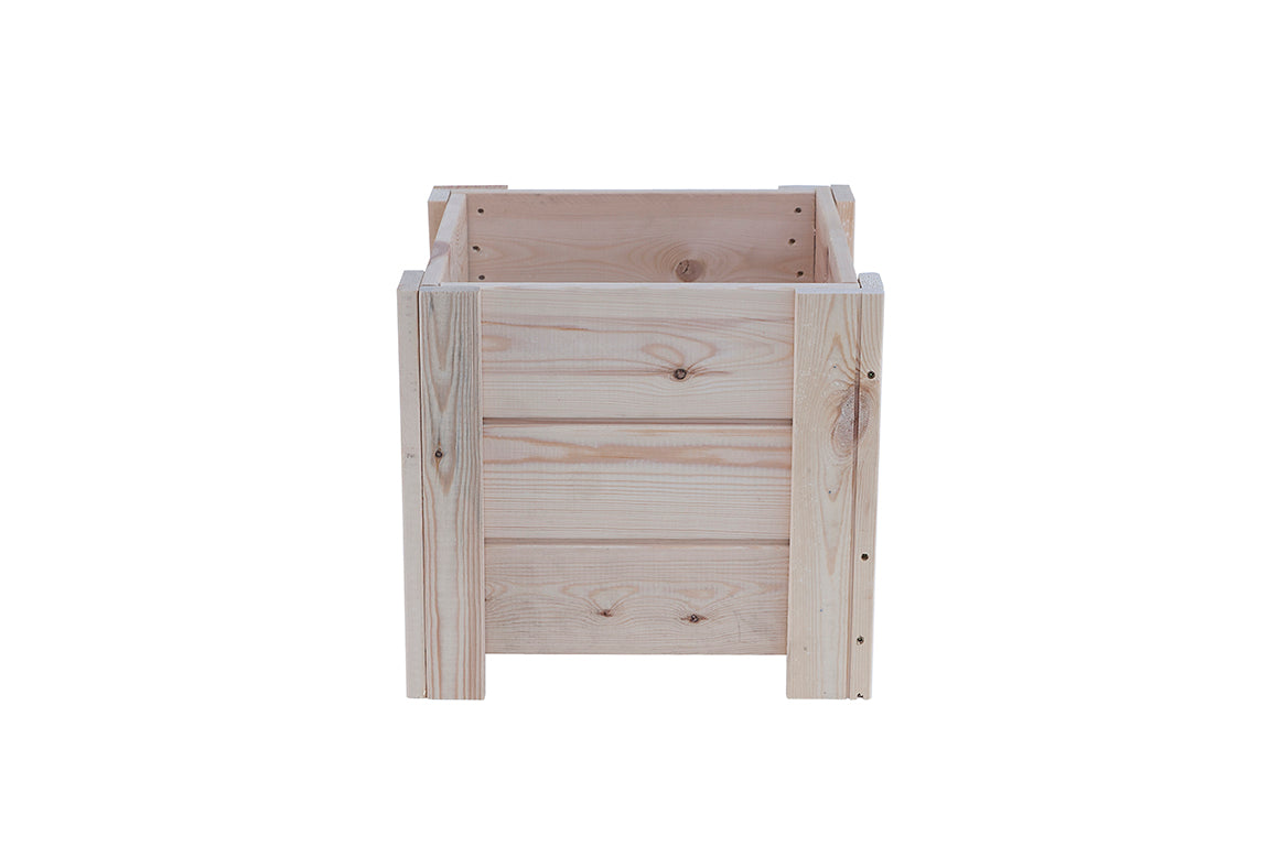 Macetero Elche Cuadrado De Madera Natural De 40 X 40 X 36 Cm 30l Para Interior, Incluye Bolsa Geotextil_1