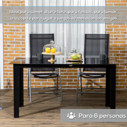 Outsunny Mesa De Jardín Rectangular Para 6 Personas 150x90x74 Cm Negro_5