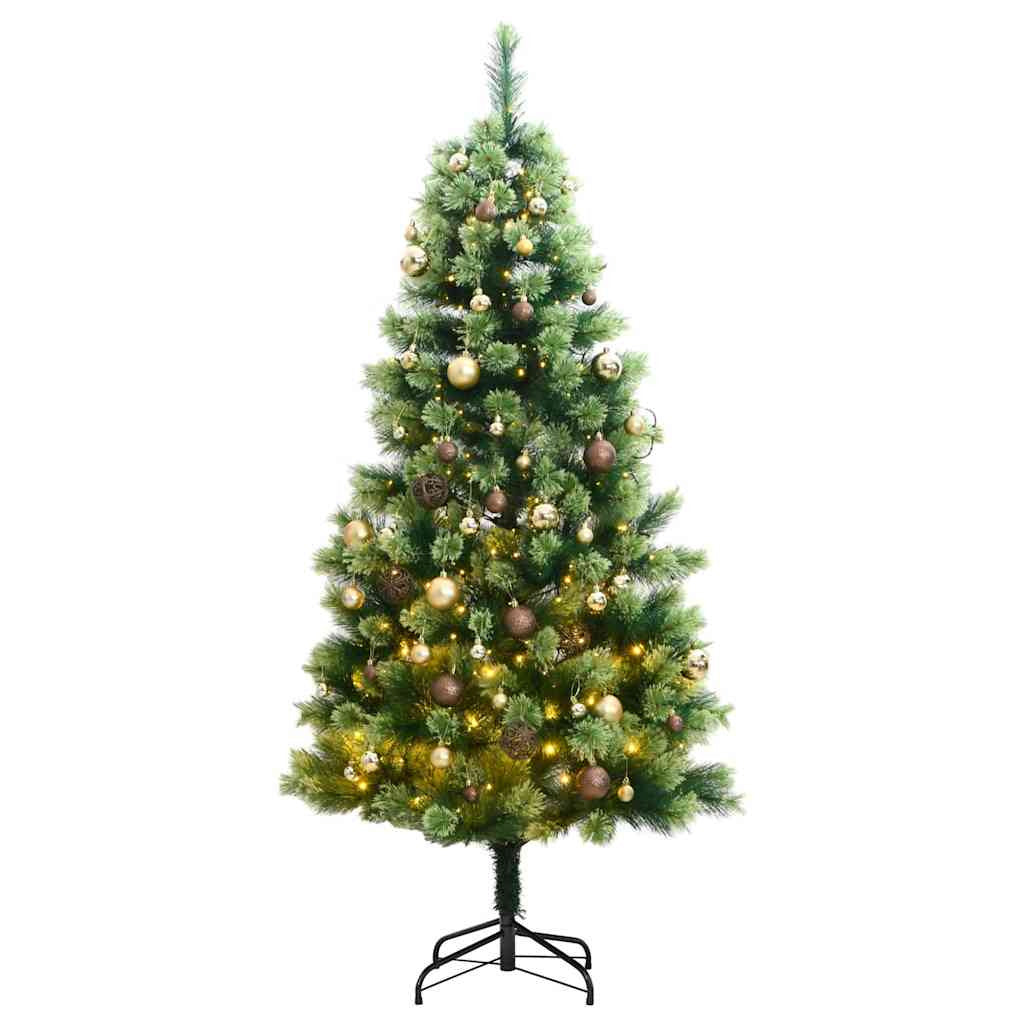 Vidaxl Árbol De Navidad Artificial Con Bisagras 150 Led Y Bolas 150 Cm_0