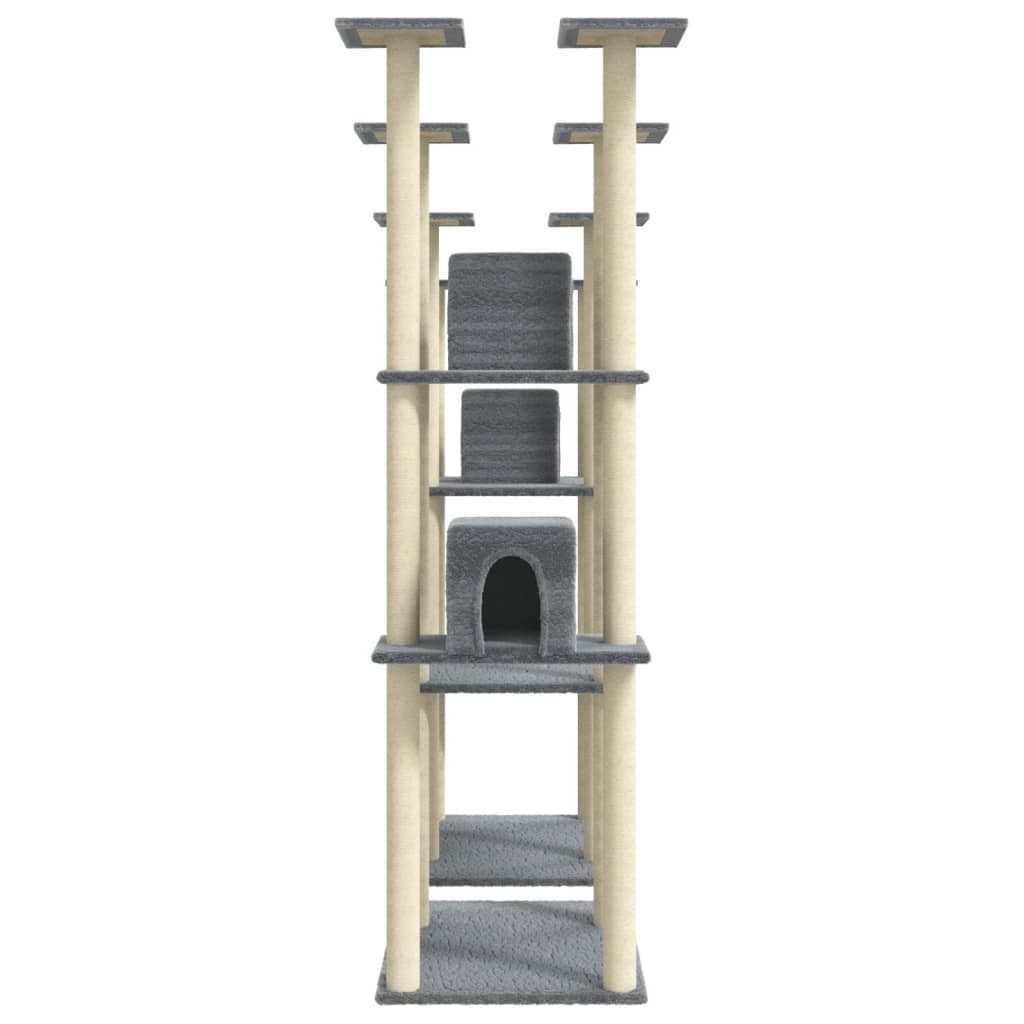 Rascador Para Gatos Con Postes De Sisal Gris Claro 174 Cm_4