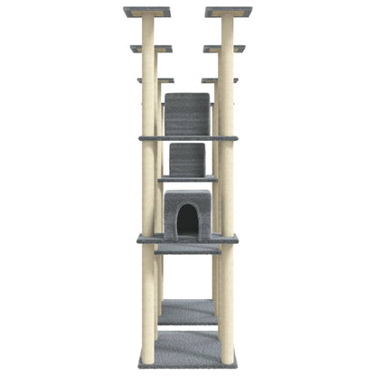 Rascador Para Gatos Con Postes De Sisal Gris Claro 174 Cm_4