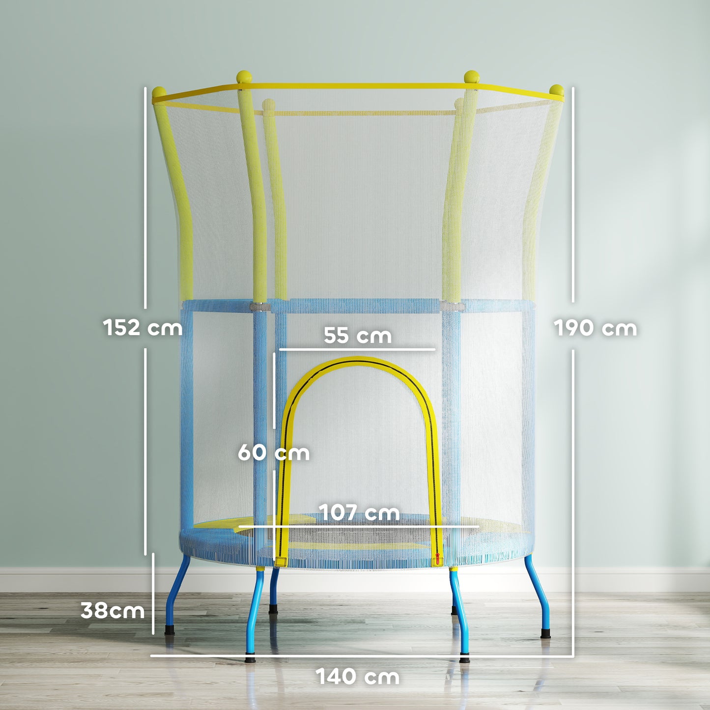 Aiyaplay Cama Elástica Infantil Ø140x190 Cm Con Red De Seguridad Multicolor_2