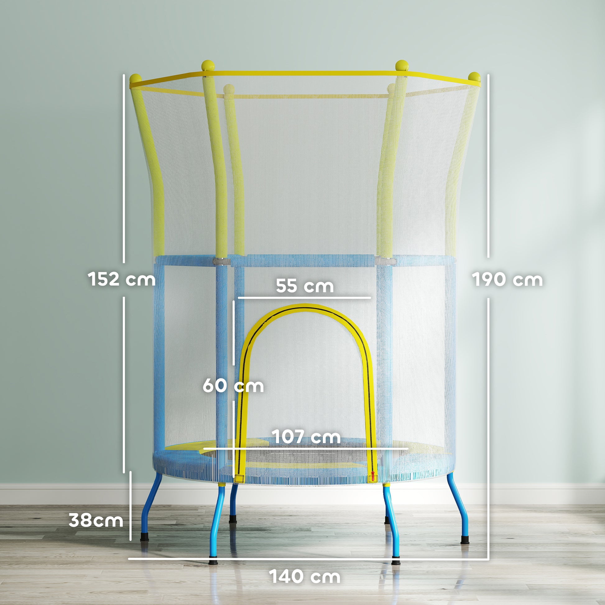 Aiyaplay Cama Elástica Infantil Ø140x190 Cm Con Red De Seguridad Multicolor_2