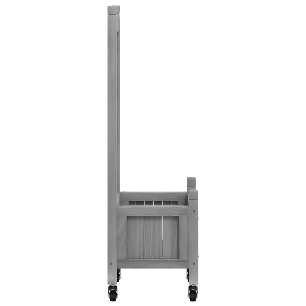 Jardinera Con Enrejado Y Ruedas Madera Maciza De Abeto Gris_4