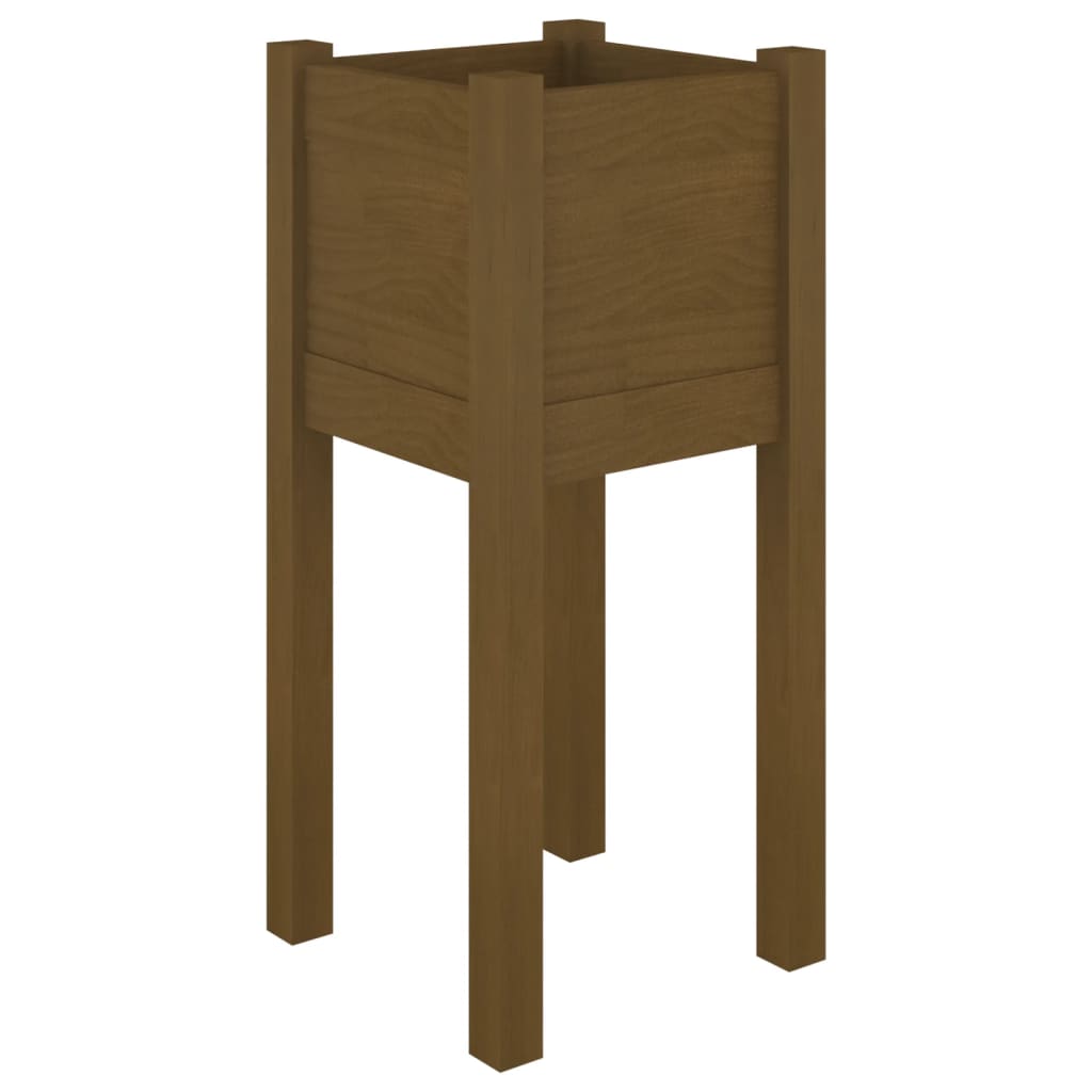 Jardineras 2 Uds Madera Maciza De Pino Marrón Miel 31x31x70 Cm_3